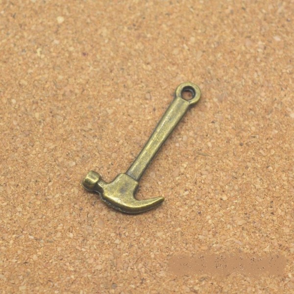 Металлическая подвеска, цвет бронза «Молоток маленький», длина 25 мм